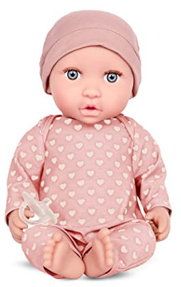 Babi Baby Puppe mit Kleidung in Pink und Schnuller – Weiche 36 cm Puppe mit hellem Hautton und blauen Augen – Spielzeug ab 2 Jahren