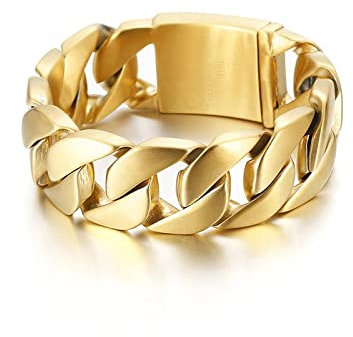 Skcess Armband Herren Gold,Kettenarmbänder Stilvolle Schlichtheit Rostfreier Stahl Armband Herren 230X4Mm