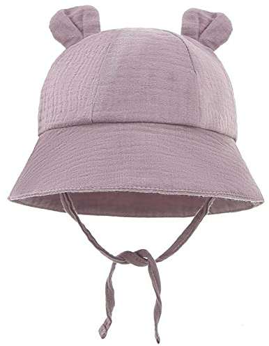 LIUPUUDLY Baby Sonnenhut UV-Schutz Super Süßer Baumwolle Baby Jungen Mädchen Strandhut Fischerhut Sommerhut mit Ohren (Lila)