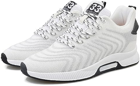 Zapatillas Elevadoras Invisibles para Hombre, para Aumentar la Altura, Zapatos Deportivos de 2.36 Pulgadas, Transpirables, con Cordones, Blanco 41