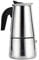 Jerliflyer Cafetière Italienne Espresso,Moka en Acier Inoxydable Compatible avec La Cuisinière Grande Capacité Résistant Aux Hautes Températures Café Pot Argent(200ml 4 tasses)