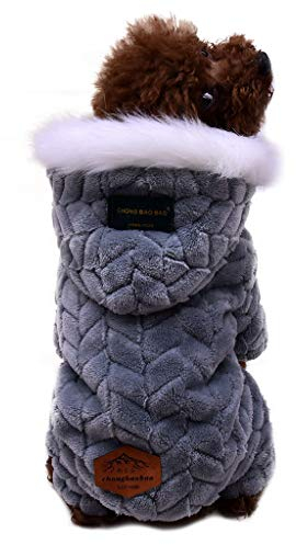 Generisch Winter Pulli Für Hunde Haustier-Bekleidung Polyester Kapuzen-Sweatshirts Hunde-Katzen-Kleidung Plus Hundepulli Winter (Grey, XXL)