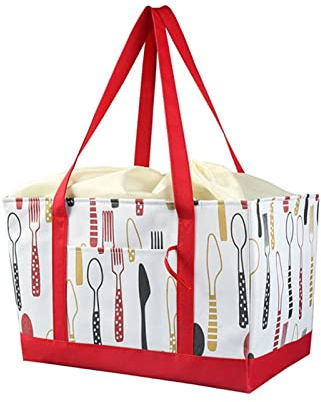 Faltbare Lunch-Tasche mit Kordelzug, große Kapazität, Picknick-Barbecue, tragbare Einkaufstasche, Lebensmittelwärmer-Tasche (A wie auf dem Bild Gezeigt)