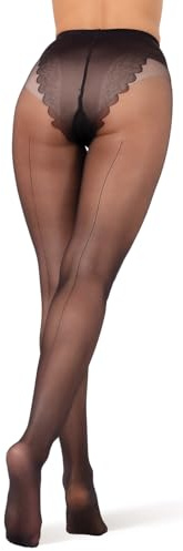 BANANALU Naht Strumpfhose 20 Den elastisch mit Rücknaht Chic 20 Bikini Nero S