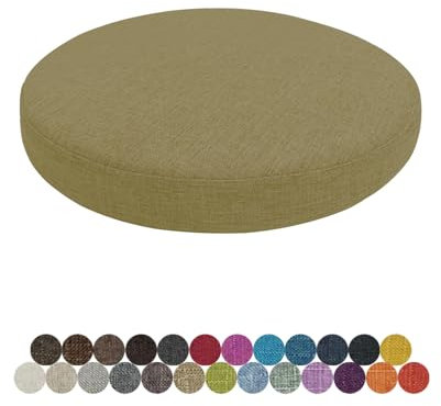 Lsjoaw Rund Sitzkissen Stuhlkissen 45 X 45 X 3CM(1 Pieces) Leinen Sitzpolster Abnehmbares Memory Schaum Runde Sitzauflage für Stuhl Bank Hocker Haus Küche Esszimmer Garten Büro,Gelbliches Braun