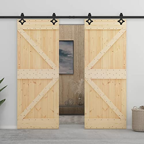 Tidyard Schiebetür mit Beschlag Holzschiebetür Schiebetürbeschlag Zimmertür Innentür Holztür Schiebetürsystem Tür 90x210 cm