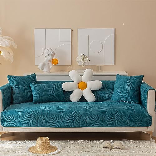1 2 3 4-Sitzer-Sofabezug PlüSch Rutschfester Sofa ÜBerwüRfe L/U-Eck-Universal Sofa üBerzug MöBelschutz Stoff Leder Couch üBerzug Baby-Krabbelmatte Katzen Hunde Decke Sofa Abdeckung(90X240cm,Green)