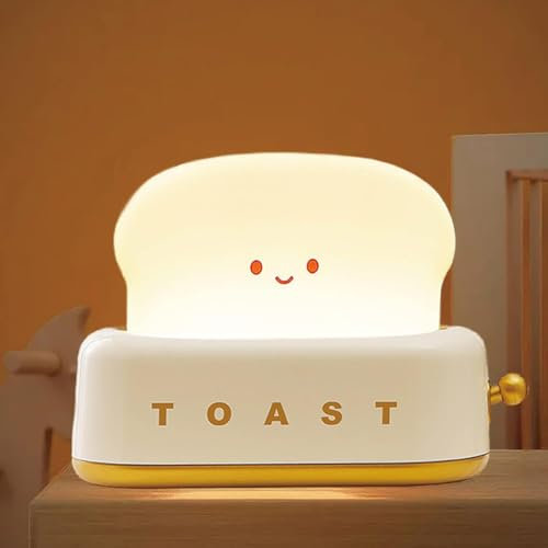 Cute Toast Bread Kids Night Light,Toaster Decorative Table Lamp,Boys Girls Bedroom Table Desk Decor Kawaii Funny nightlight Birthday Gifts - Yellow