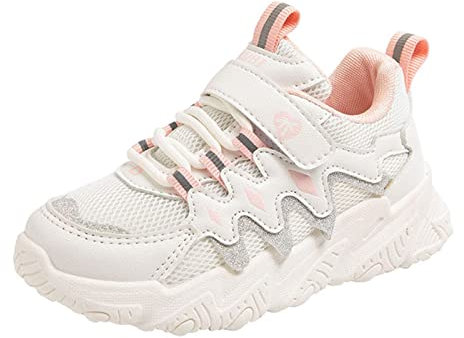 Yunyahe Turnschuhe Jungen Kinderschuhe Atmungsaktiv Mädchen Sportschuhe Jungen Turnschuhe Laufschuhe mit Klettverschluss und rutschfest Luftpolster Sohle (T1-Pink, 27 Toddler)