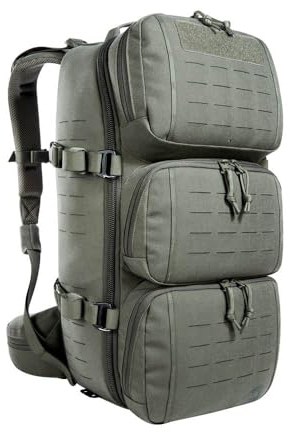 Tasmanian Tiger TT Modular Combat Pack 24 SL IRR größenverstellbarer Militär Tages-Rucksack, Daypack mit Organizer und vielen Fächern, Molle-kompatibel; Steingrau-Oliv IRR