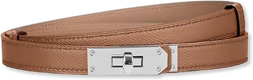 HEVIBK Ledergürtel Damen Gürtel Taillengürtel Damengürtel Leder Jeansgürtel Echtleder 20mm Breit schmaler Gürtel(Karamell/Silber)