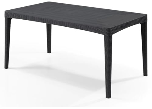 Mondo Viro Tisch mit 6 Plätzen aus Kunstharz Giron für den Garten, 160 x 90 cm, 74 cm (Graphit)
