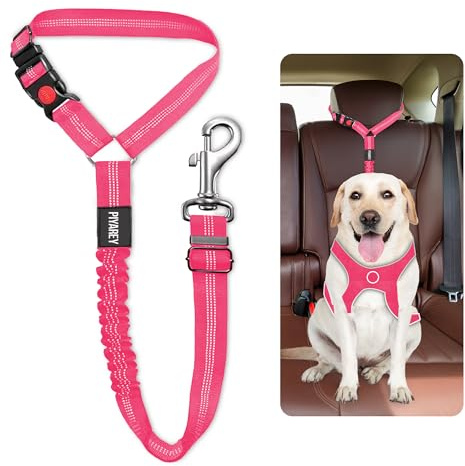 Car Dog Seat Belt Uk Headrest Dog Car Seat Belt Adjustable Dog Car Harness Pet Seatbelt Anti Shock Elastic Puppy Restraint Strong Leash Leads For Dogs Safety (PINK)