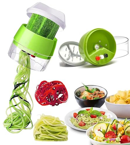 Generic Spiralschneider Gemüse,4 in 1 Hand Spiralschneider Gemüse,Gemüse Spiralschneider, Gemüsehobel für Karotte, Gurke, Kartoffel,Kürbis, Zucchini, Zwiebel