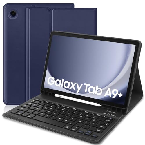 Tastatur Hülle für Samsung Galaxy Tab А9 Plus 2023 11 Zoll [QWERTZ Deutsches], Abnehmbar Tastatur Schutzhülle mit Pencil Halter für Samsung Galaxy A9+