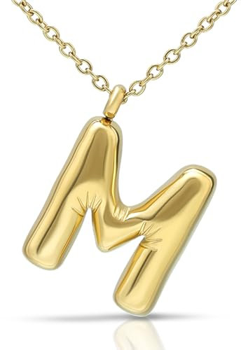 Joacii 18K vergoldeter Ballon Initial Letter M Anhänger Halskette für Frauen