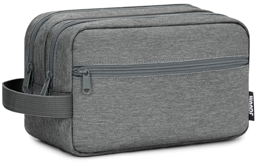 WANDF Kulturbeutel für Herren und Damen, Kosmetiktasche und Waschtasche für Männer und Frauen, mit Nass- und Trockentrennbeutel (Grau)