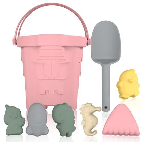 CHSEEO Sandspielzeug Silikon, 8 Stück Strandspielzeug Kinder, Sandkasten Spielzeug, Sandformen, Tierformen, Gartenspielzeug für Kinder, Sandspielzeug für Mädchen Junge(Blau)