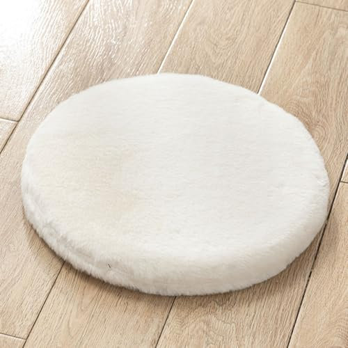 SWJ-swjssb Samt Sitzkissen Rund 40cm/35cm/30cm/45cm/50cm,Stuhlkissen Gartenstuhl Wasserdichter Stuhl Polster Kissen Filzkissen Für Bürostuhl Mit Unsichtbarem Reißverschluss(Off-White,45cm/18inch)