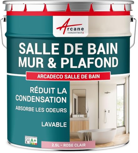 Peinture salle de bain, mur et plafond, condensation - 2.5 L Rose Clair - RAL 3015 - ARCANE INDUSTRIES