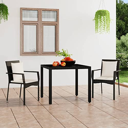 KATERYY Gartenstühle mit Kissen 2 STK. Poly Rattan Schwarz,Gartenstühle aus Polyrattan mit Stahlrahmen witterungsbeständig, pflegeleicht und bequem