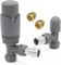 Team Controls Anthracite Grey Angled Thermostatic Radiator Valves & Lockshield 10mm Pack Set-inc 2no. 10mm Inset reducers