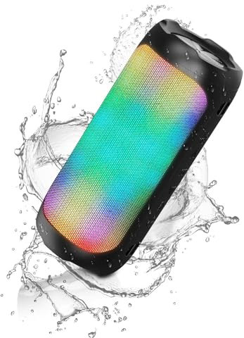 Bluetooth Lautsprecher mit 6 RGB-Lichter, Bluetooth 5.1 Tragbarer Box, 30W Dual Lautsprecher, TWS Paarung, AUX/TF Schnittstelle, IPX5 wasserdicht, 3600mAH Musikbox Geeignet Outdoor/Party/Reisen