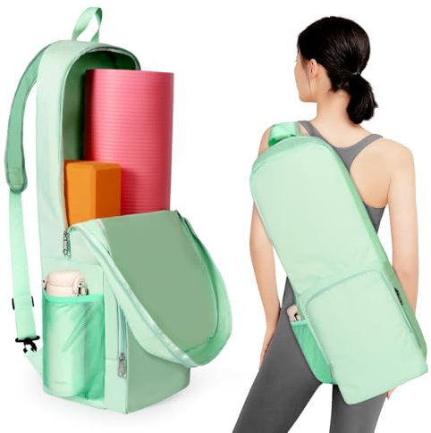Tangoner Tasche für Yogamatte, seitliche Netztasche mit Reißverschluss, wasserdicht, Nassfach, leicht, Yoga-Tasche für Matte (grün)