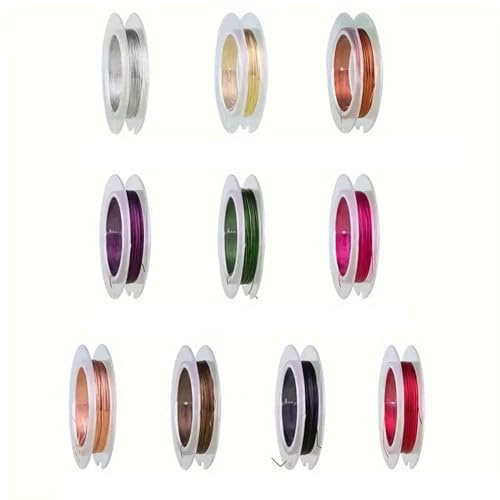 [Vdaxvme] 10 Stück Schmuck-Kupferdraht, bunte Schmuckperlen, Draht, Armband, Halskette, Haar-Accessoires, Bastelbedarf, Schmuckherstellungszubehör