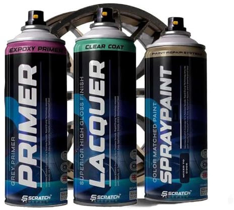 Black Alloy Wheel Paint Gloss - Premium Aerosol Spray for Durable, High-Gloss Finish on Automotive Rims - Ideal for Customization, Scratch Resistance (Paint + Lacquer)