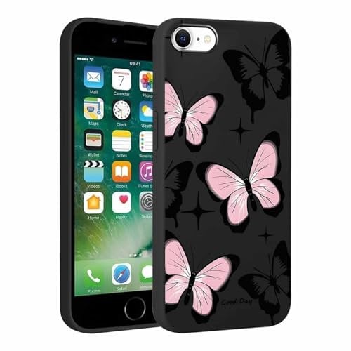 Phoona Butterfly Pattern Phone Case for iPhone 7/8 / SE 2020 / SE 2022 4,7, Cute Aesthetic Print Design Funda with TPU Silicone Shockproof Protection Soft Phone Cover for Girls Women