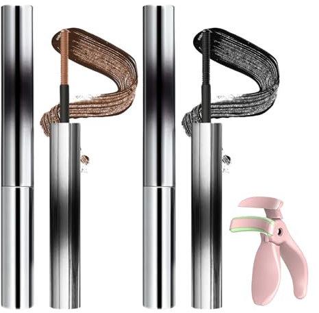 2 Stück Facelove Iron Eye Mascara,Iron Eye Mascara,Wasserdicht 3D Curling Wimperneisen-Mascara,Curling Ironeye Mascara,Wasserdicht und Schweißfest,Wird mit Einer Weitwinkel-Wimpernzange Geliefert
