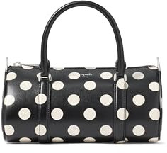 kate spade new york Damen Spade Icon Fine Grain Leather Small Barrel Bag, Schwarz mit Punkten, Mehrfarbig