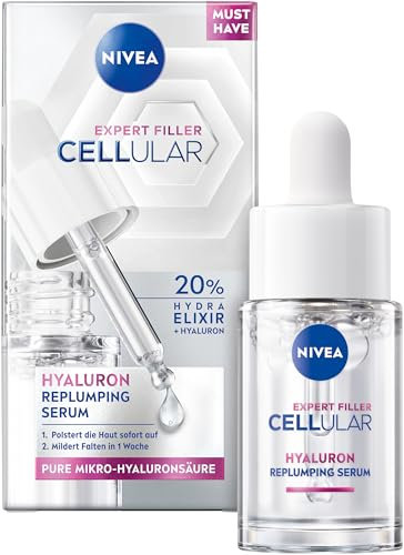 NIVEA Cellular Expert Filler Replumping Hyaluron-Serum, leichtes und schnell einziehendes Serum mit purem Hyaluron, Gesichtspflege für gemilderte Falten in einer Woche (15 ml)