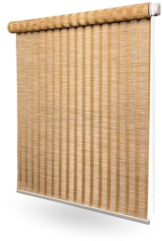 Home-Vision Bali Kollektion Klemmfix Rollo BohoRollo Aloha B95 x H130 cm | Natur Bambus Optik für Fenster & Türen – ohne Bohren