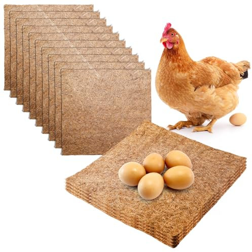 10 Stück Hühner-Nistkasten-Einlagen, 30 x 30 cm Hühner-Nistkasten Nistmatten, Hühnernest-Unterlage, Hühnerstall Zubehör zum Schutz von Hühnerstall und Eiern