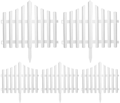 Lot de 5 clôtures blanches en plastique blanc, élégantes, 45, 7 x 38, 1 cm, bordure décorative et protectrice pour jardin, aménagement paysager, fermes. Clôtures décoratives en plastique blanc.