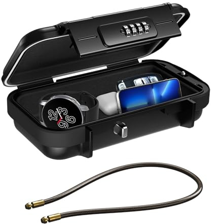 gadgetsfy CostaCase Wasserdichter 4-stelliger Kombinations-Tresor mit 6mm Drahtseil, sicherer Diebstahlschutz für Reisen, Strand, Camping, Büro & Auto