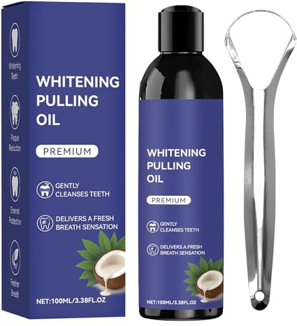 Oil Pulling Orale Pulizia Denti Quotidiana Adulti | 100 ml Collutorio con Raschietto per Lingua Adulti, Adolescenti, Sera, Dopo Pasti, di , Swish Quotidiano