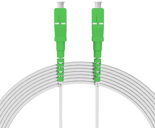 nexinex - 30m Câble Fibre Optique Blanc SC/APC vers SC/APC | Compatible Orange, SFR, Sosh, Bouygues Telecom, RED by SFR, etc. | Simplex Monomode OS2 FTTH Câble Fibre Optique