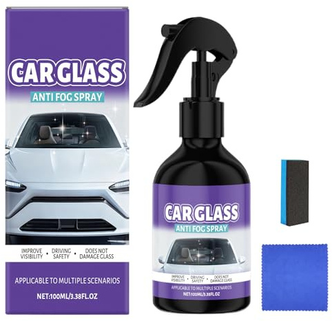 Entnebler Spray - Anti Beschlag Windschutzscheibe, 100ml Reinigungsset Mit Tuch, Einfache Anwendung Mit Klarer Sicht Eigenschaft | Perfekt Für Fahrzeug Auto Motorrad LKW Spiegel Fenster I