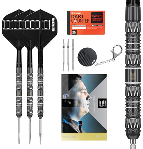 Target Darts Chris Dobey Stahlspitze 95K Dart-Set, 22G/23G/24G, K-Flex Nr. 2 Flights & Shafts, Swiss GRD Silver Points & SP-Werkzeug im Lieferumfang enthalten | Player Edition Professional Dart-Sets
