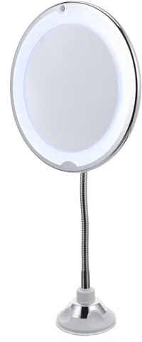 DIYEAH Rotating 10x Magnifying Vanity Mirror with LED Light and Suction Cup, 360-degree Adjustable Makeup Mirror for Bathroom and Travel