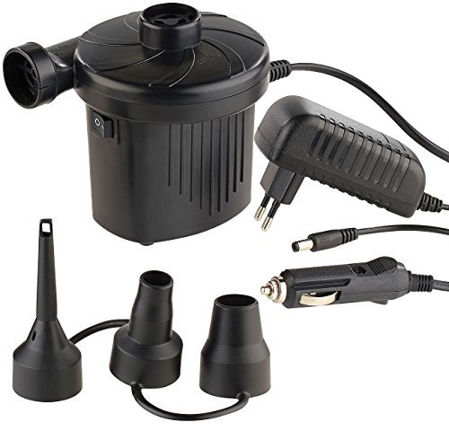 PEARL 12 Volt Luftpumpe: Elektrische Luftpumpe mit 3 Aufsätzen, für 12 & 230 V, 50 Watt (Elektrische Volt, 12V, Adapter Zigarettenanzünder)