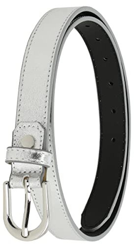 FASHIONGEN - Damengürtel aus italienischem Leder, LUNA - Silber, 90