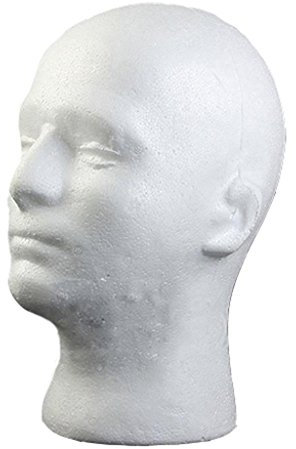 Männerkopf aus Styropor, für Perücken, Hüte, Brillen, Schaufenster