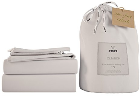 Panda® 100% Bamboo UK King Complete Bedding Set, Pure White | Duvet Cover, Fitted Sheet, Pillow Cases | Soft, Breathable, Hypoallergenic | Luxury High Thread Count | Moisture-Wicking
