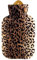 FabaCare Wärmflasche Sänger 2 L, kuscheliger Flauschbezug mit Fellmuster, Naturgummi, 1 Seite Lamellen, Gummiwärmflasche, Wärmeflasche,Leopard