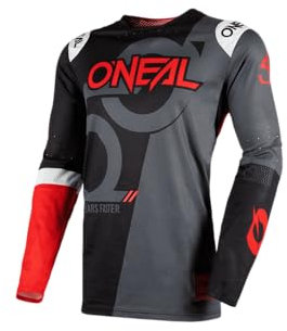O'NEAL Prodigy Jersey Five Zero I Motocross Shirt MTB Trikot Herren Damen Langarm I Leichtes MX MTB Jersey für perfekte Passform I Bündchenlose Ärmel I Schwarz Neon-Rot I Größe L