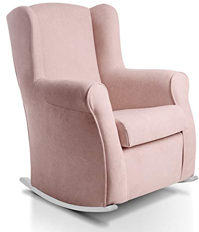 Sueños ZZZ Carla Fauteuil d’allaitement à bascule coloris blanc avec revêtement anti-taches Aqualine Pour chambre, salon ou chambre de bébé Saumon